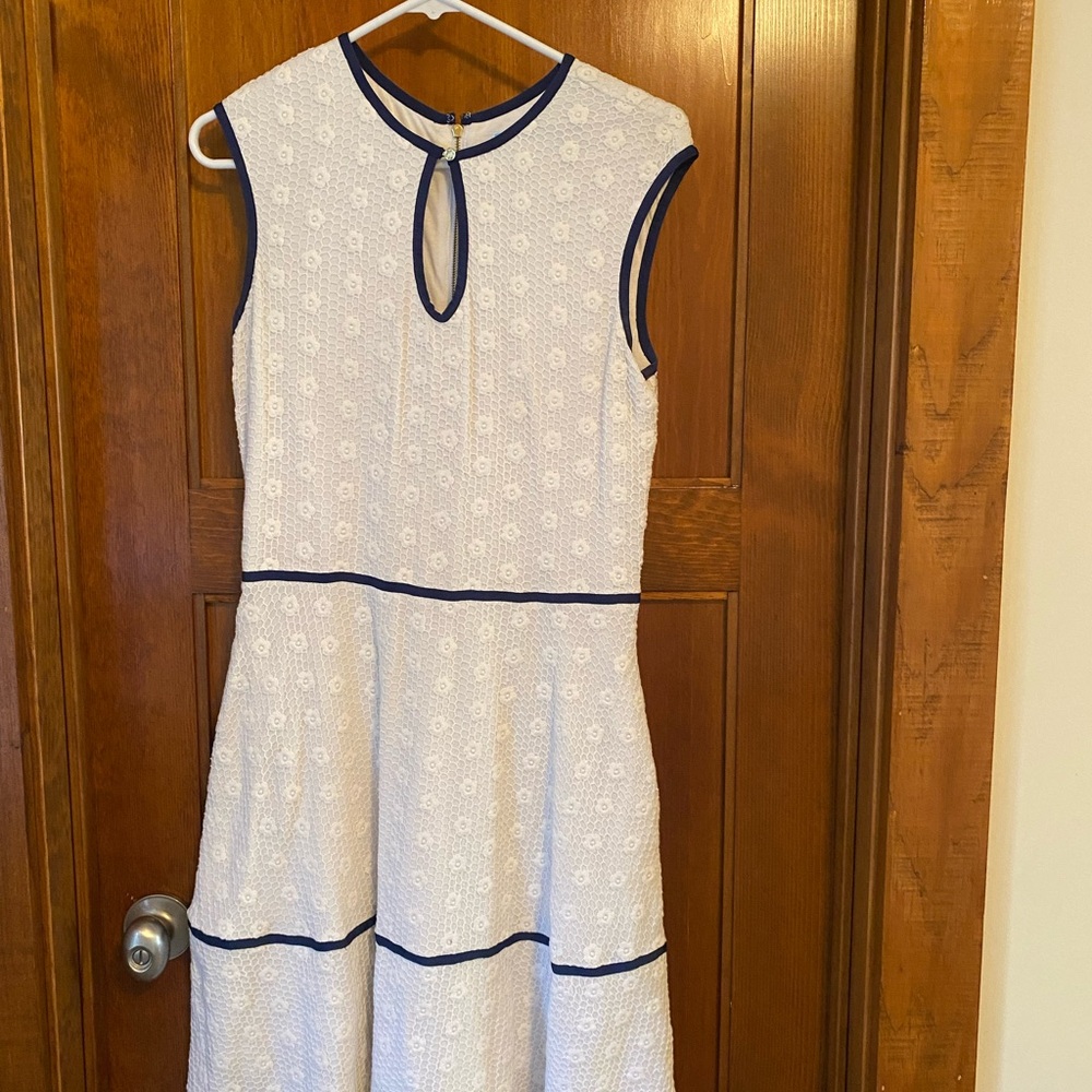 Draper James White and Navy Midi Dress